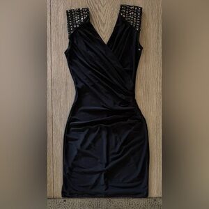 B Darlin Black Embellished Mini Dress